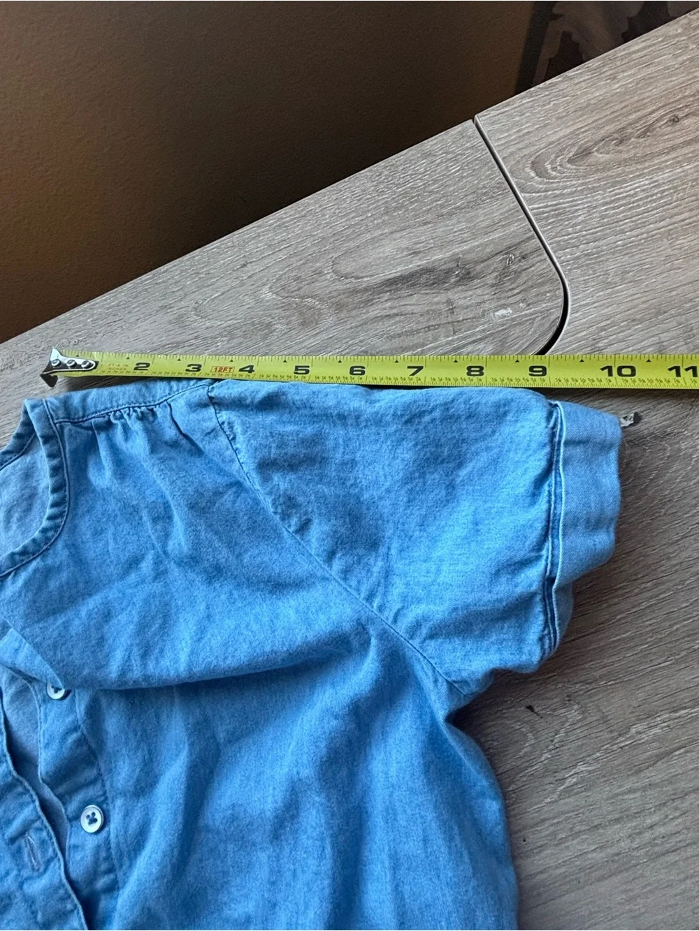 GAP Girls Chambray Denim Short Sleeve Button Front Dress - Light Wash, Size XL